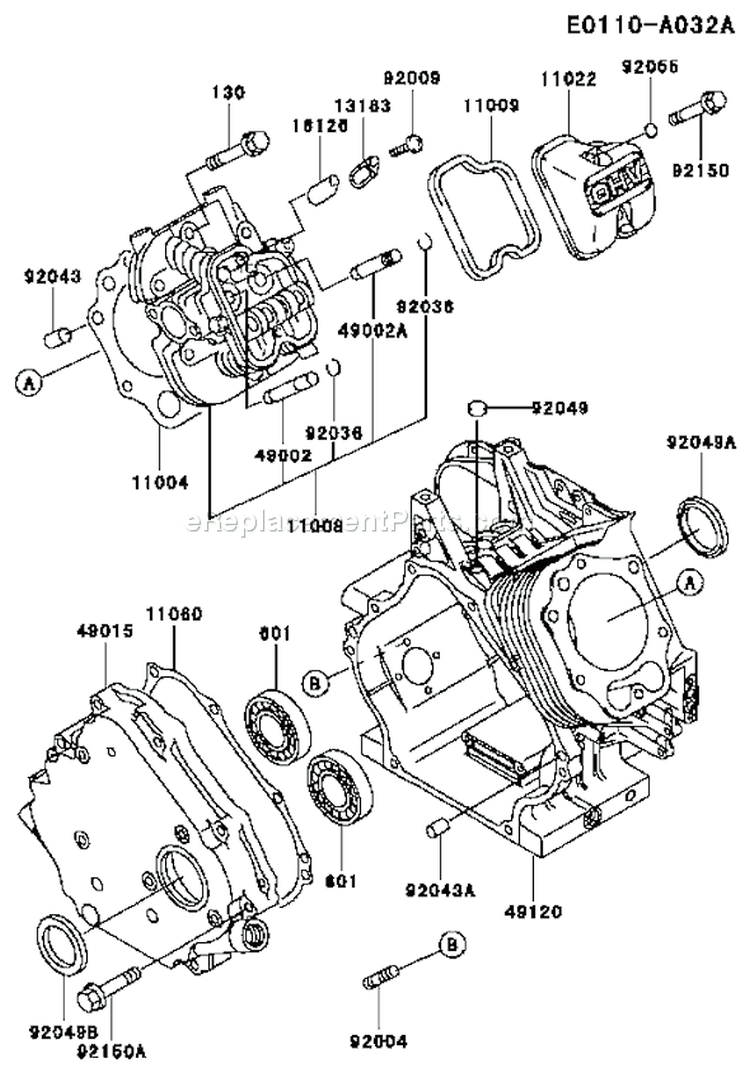 Page E Diagram and Parts List for FE350G AA50 Kawasaki Engine