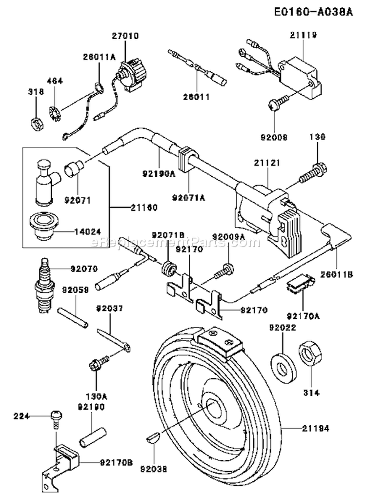 Page F Diagram and Parts List for FE350G AA50 Kawasaki Engine