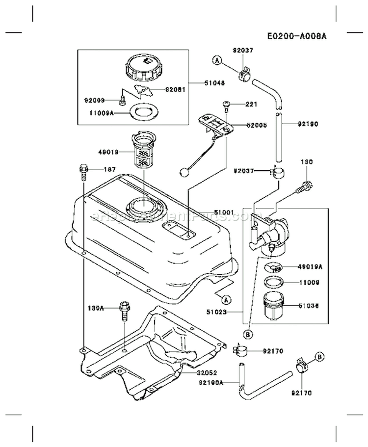 Page G Diagram and Parts List for FE350G AA50 Kawasaki Engine