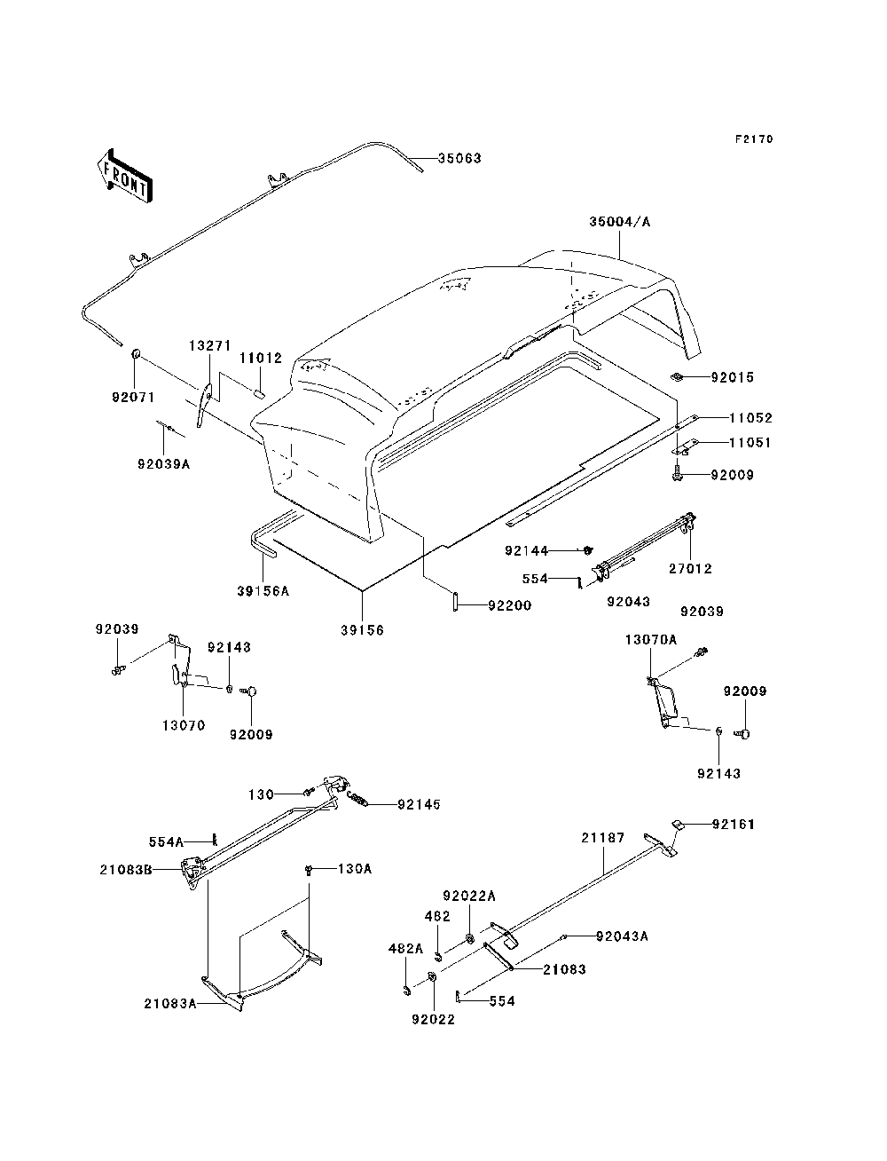 Fenders Diagram and Parts List for KAF620J7F 2007 & Prior Kawasaki Lawn Tractor Accessories