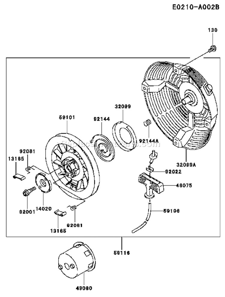 Page K Diagram and Parts List for FE250D BS00 Kawasaki Engine