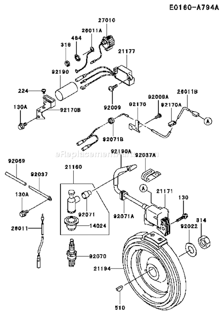 Page F Diagram and Parts List for FE400D AS00 Kawasaki Engine