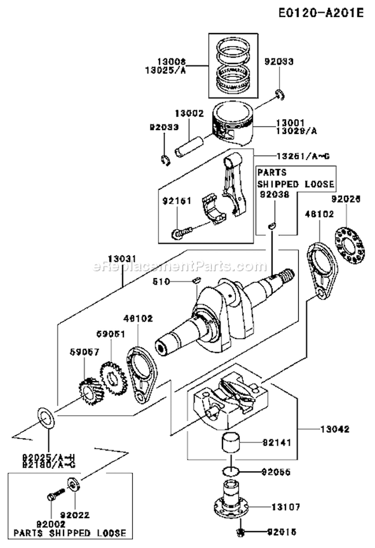Page J Diagram and Parts List for FE400D AS01 Kawasaki Engine