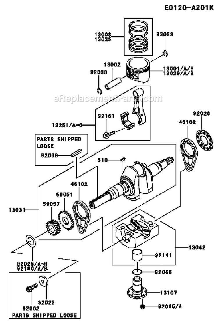 Page J Diagram and Parts List for FE400D BS01 Kawasaki Engine