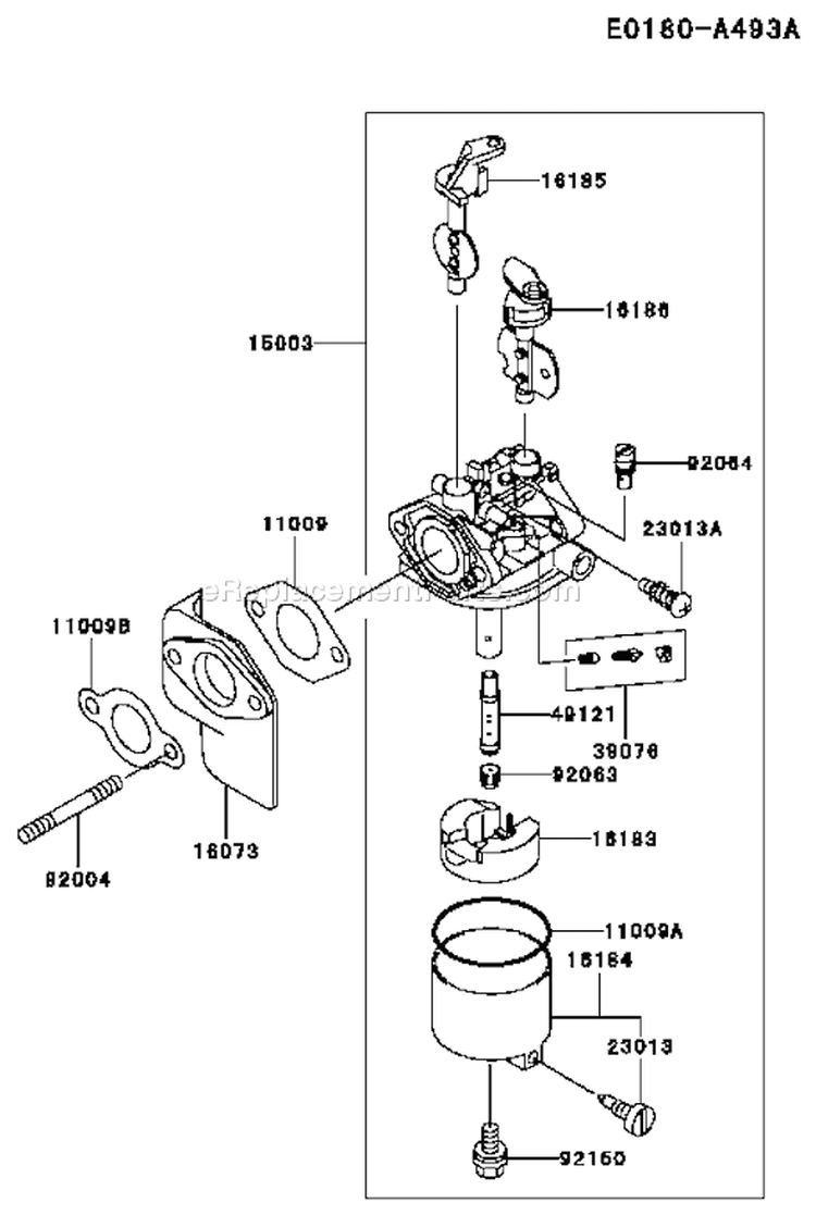 Page B Diagram and Parts List for FE400D BS01 Kawasaki Engine