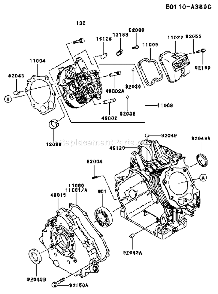 Page E Diagram and Parts List for FE400D BS01 Kawasaki Engine