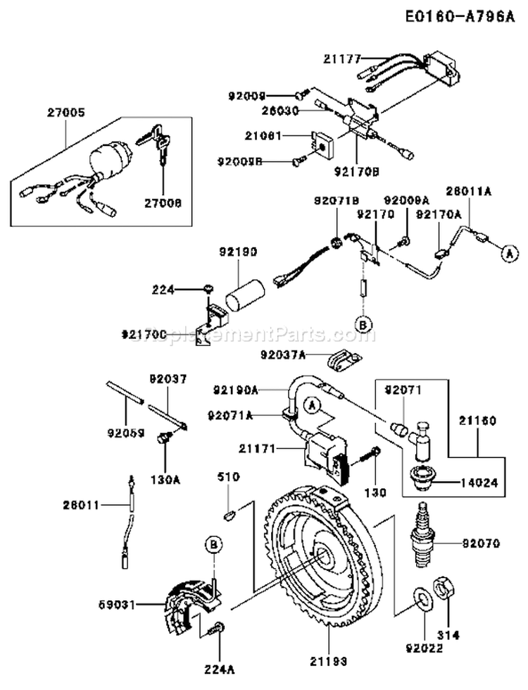 Page F Diagram and Parts List for FE400D BS01 Kawasaki Engine