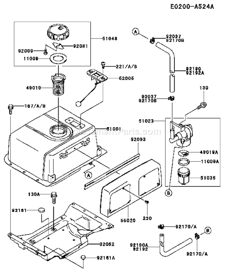 Page G Diagram and Parts List for FE400D BS01 Kawasaki Engine