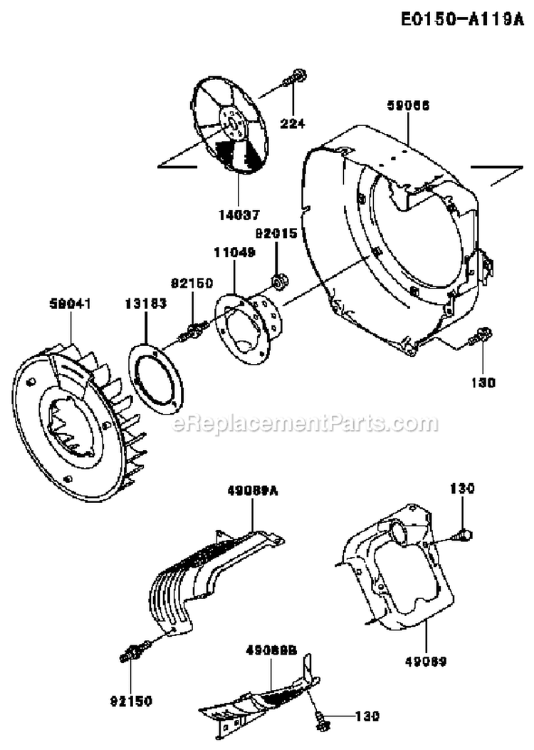 Page D Diagram and Parts List for FE400D CS04 Kawasaki Engine