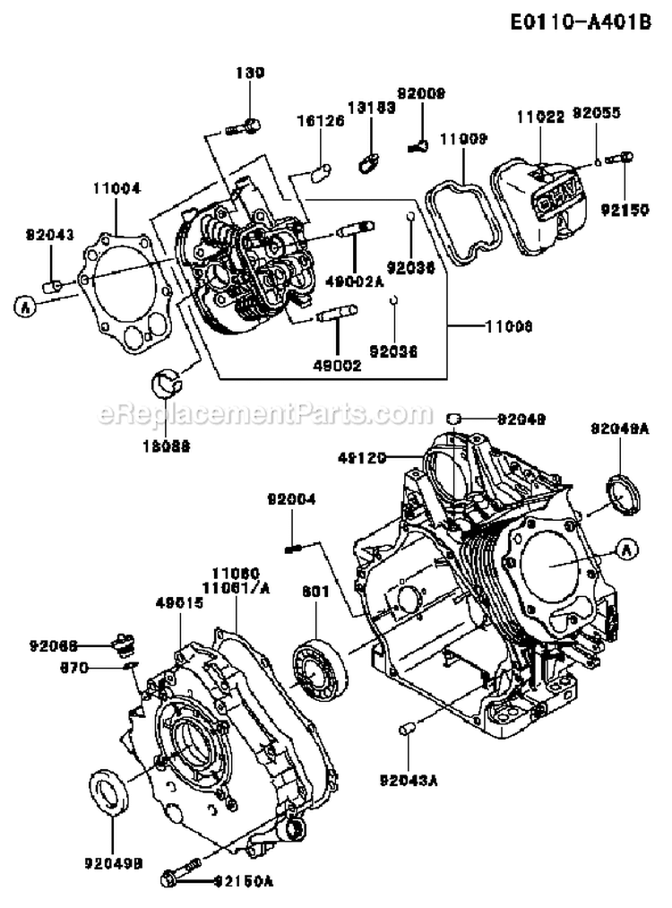 Page E Diagram and Parts List for FE400D CS04 Kawasaki Engine