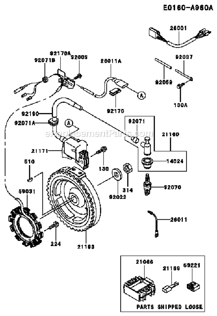 Page F Diagram and Parts List for FE400D CS04 Kawasaki Engine