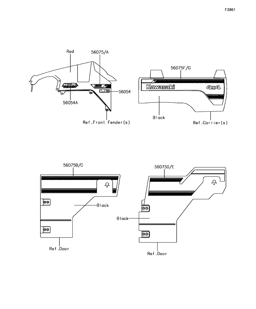 Decals 2 Diagram and Parts List for KAF820CHF 2017 Kawasaki Lawn Tractor Accessories
