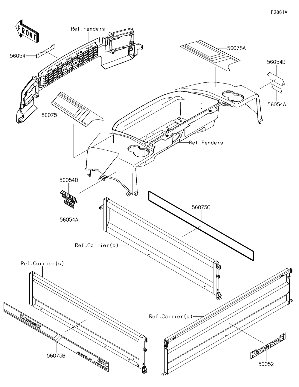 Decals(Tjf) Diagram and Parts List for KAF620TJF 2018 Kawasaki Lawn Tractor Accessories