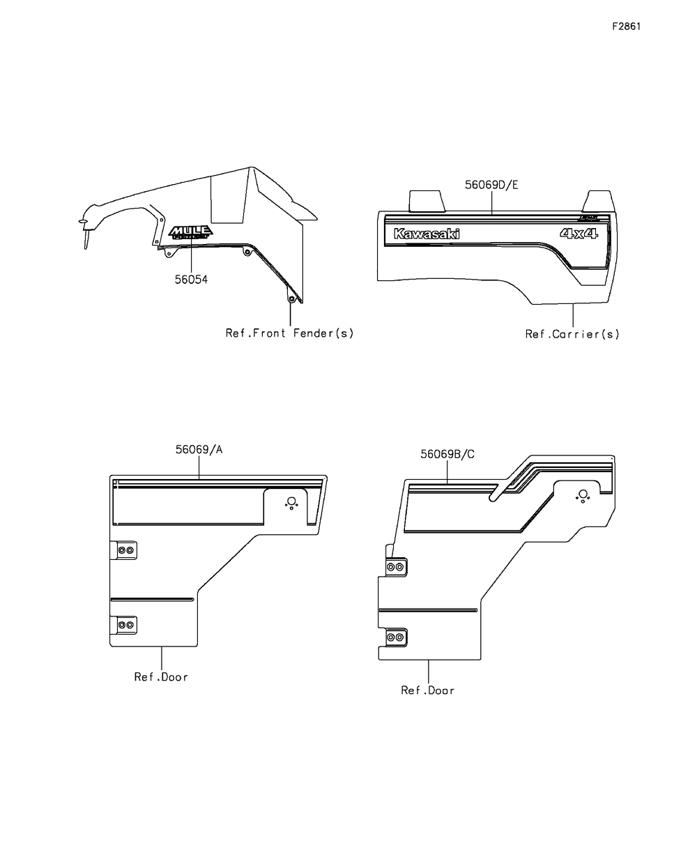 Decals(Black)(Bff) Diagram and Parts List for KAF820BFF 2015 Kawasaki Lawn Tractor Accessories