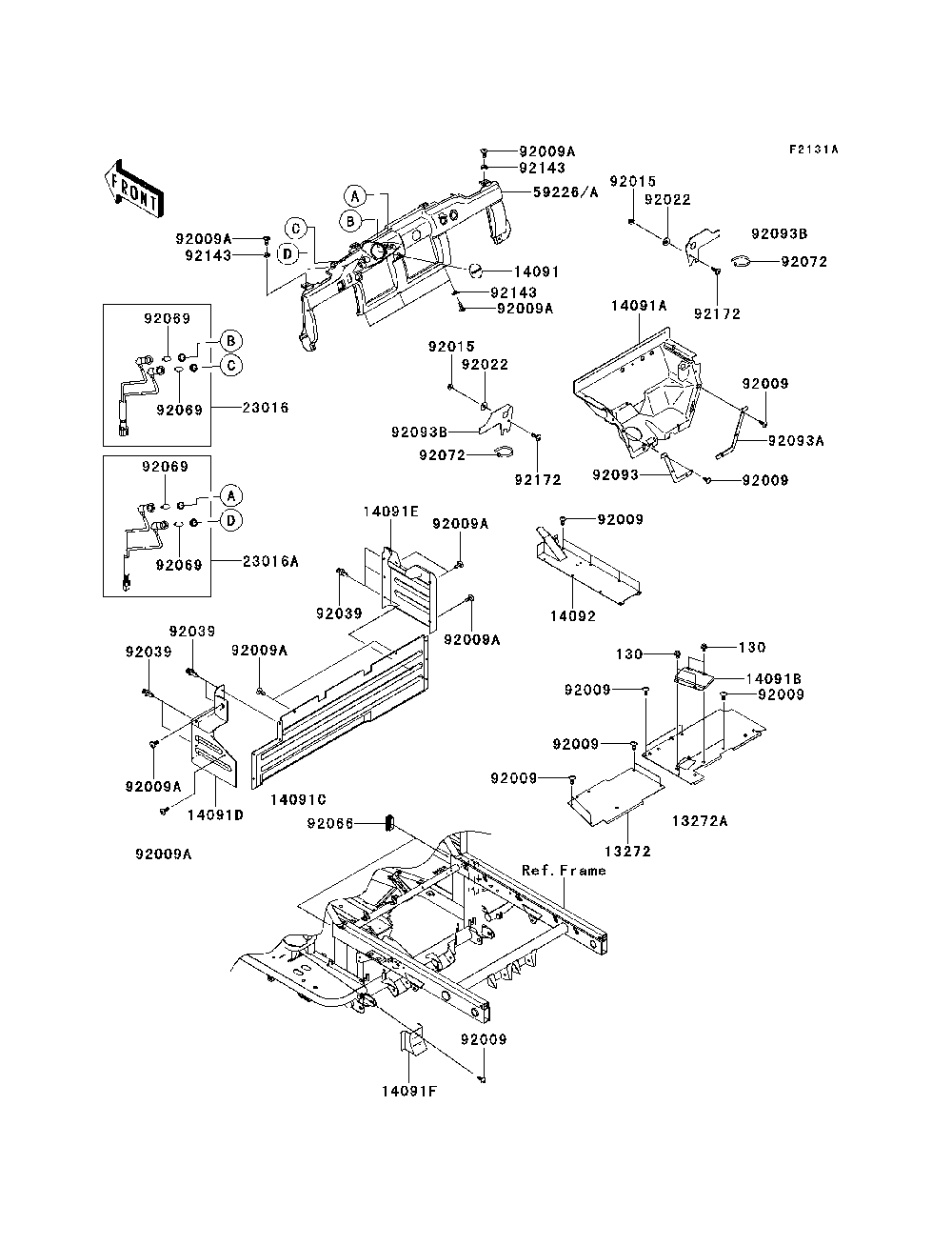 Frame Fittings Diagram and Parts List for KAF620PDF 2013 Kawasaki Lawn Tractor Accessories