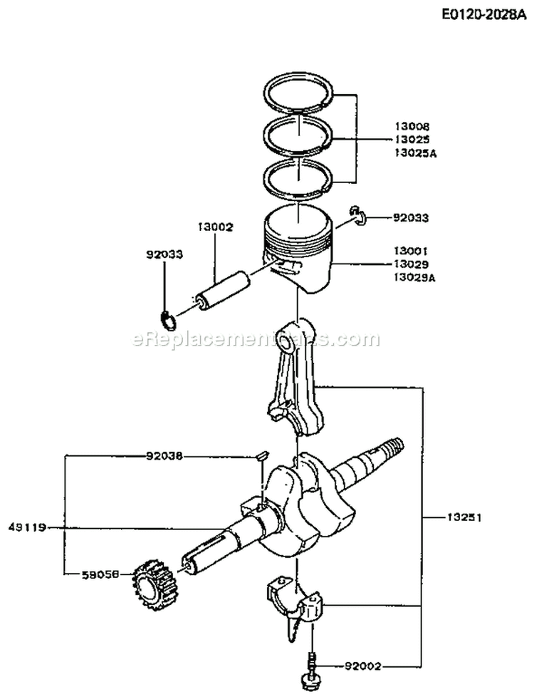 Page J Diagram and Parts List for FG150D DS00 Kawasaki Engine