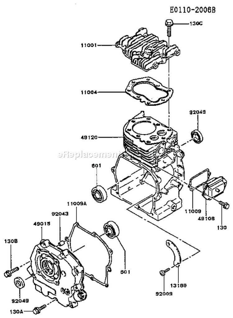Page E Diagram and Parts List for FG150D DS00 Kawasaki Engine