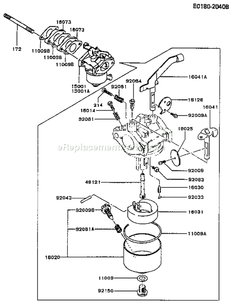Page B Diagram and Parts List for FG150G BS00 Kawasaki Engine