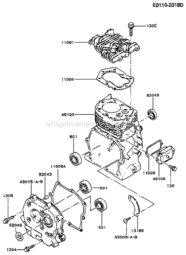Page E Diagram and Parts List for FG150G BS00 Kawasaki Engine