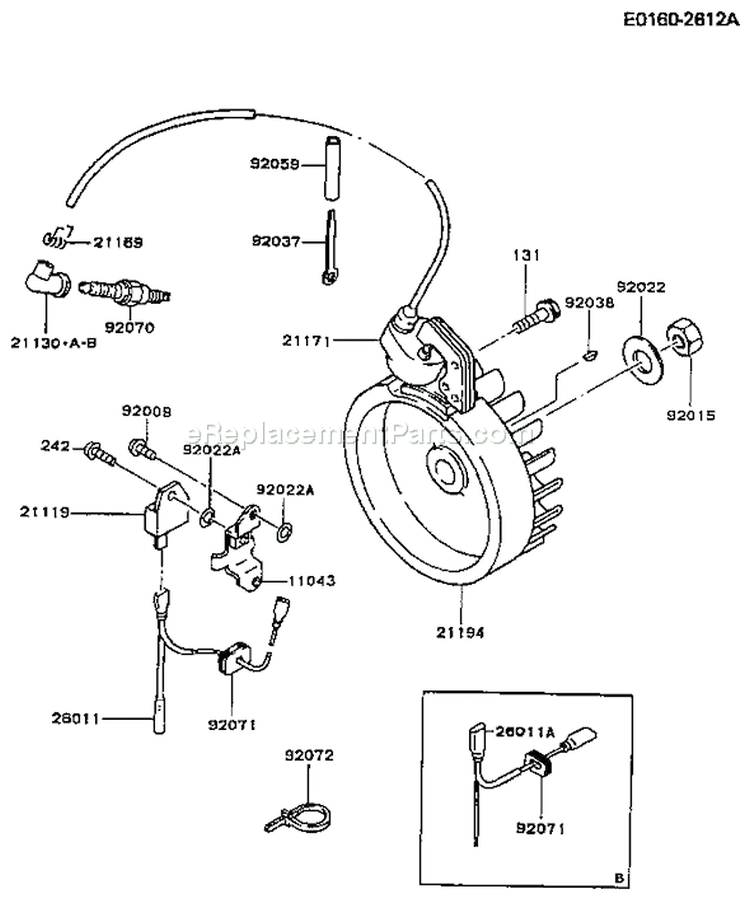 Page F Diagram and Parts List for FG150G BS00 Kawasaki Engine