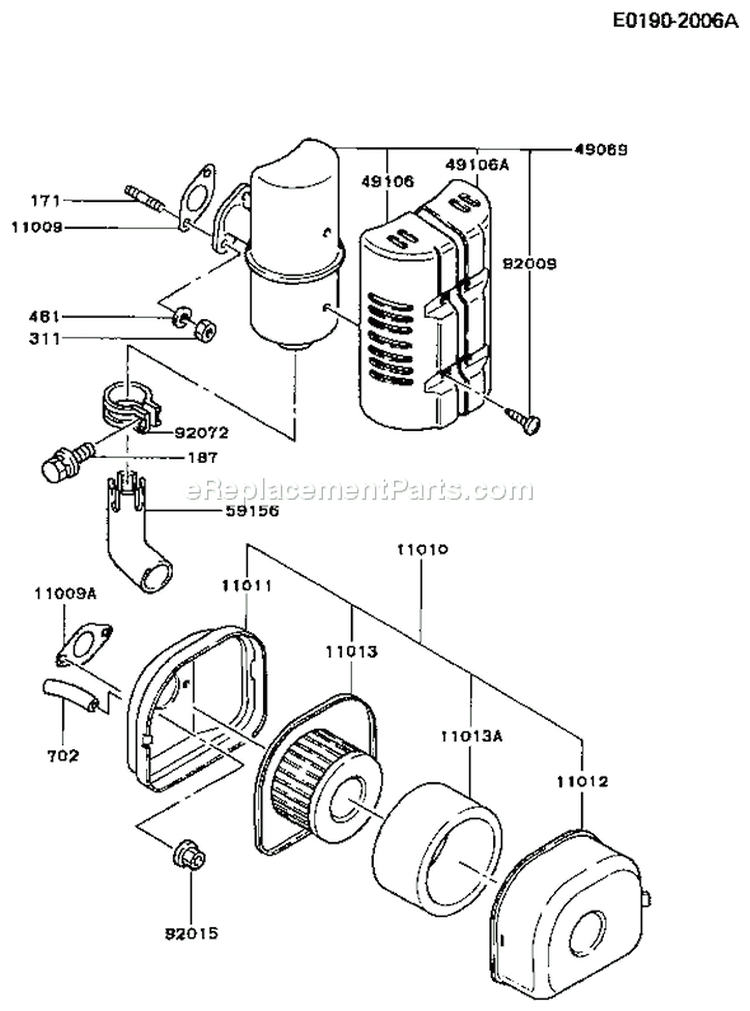 Page A Diagram and Parts List for FG150D DS00 Kawasaki Engine