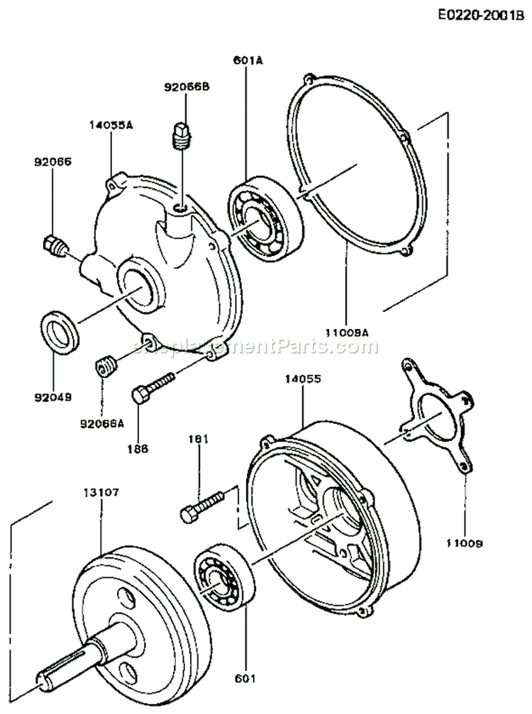 Page J Diagram and Parts List for FG150R AS00 Kawasaki Engine