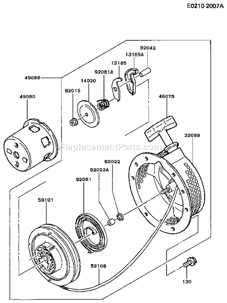 Page K Diagram and Parts List for FG150D DS00 Kawasaki Engine
