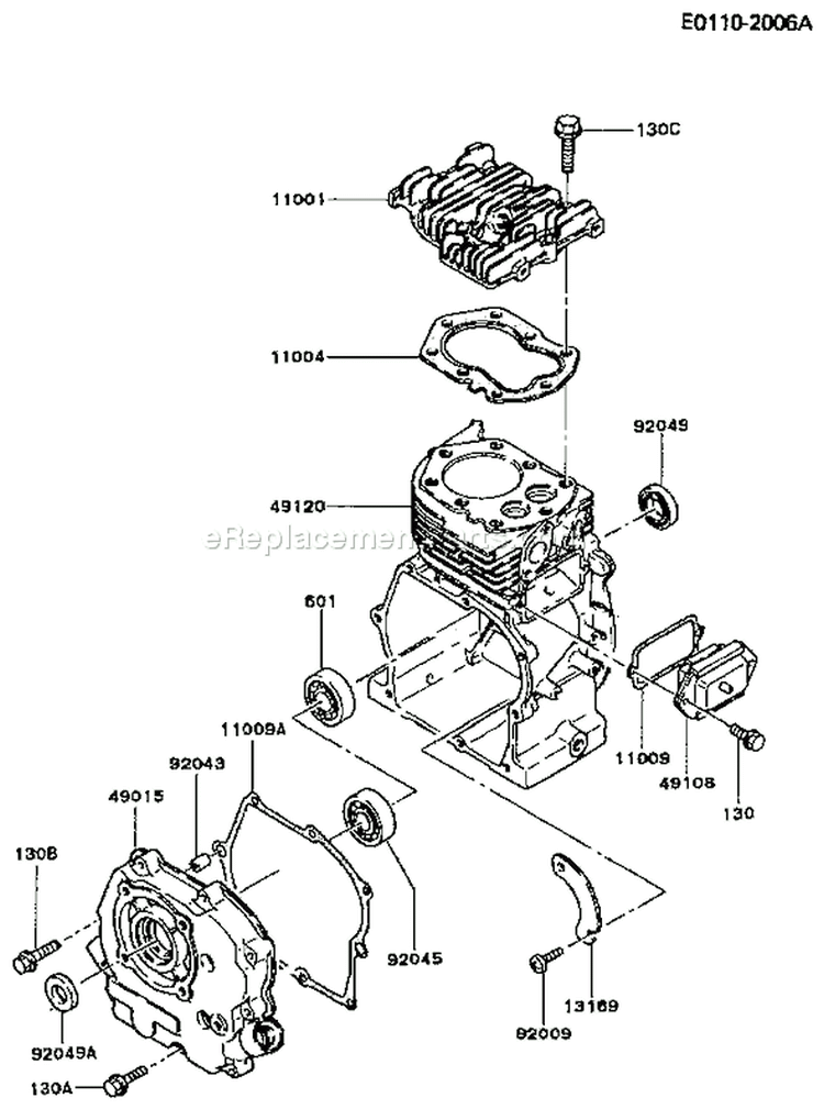 Page E Diagram and Parts List for FG150R AS00 Kawasaki Engine