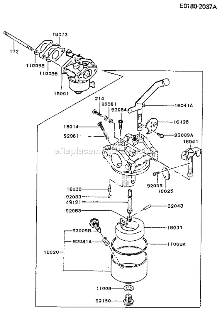 Page B Diagram and Parts List for FG200D AS04 Kawasaki Engine