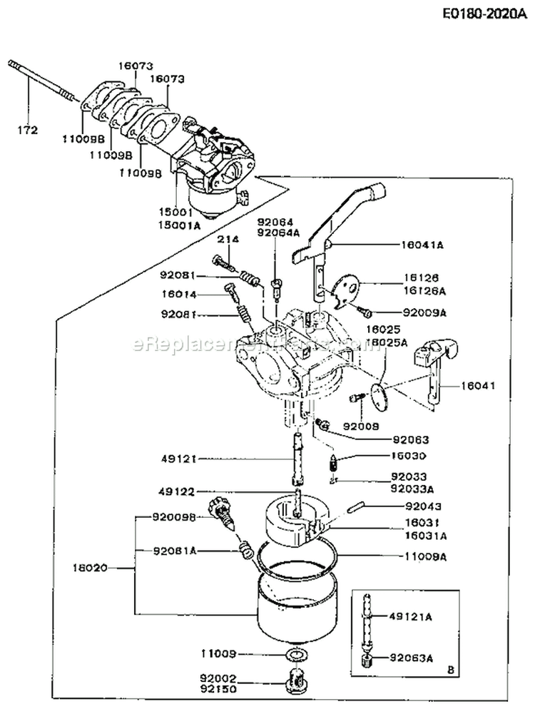 Page B Diagram and Parts List for FG200D AS02 Kawasaki Engine