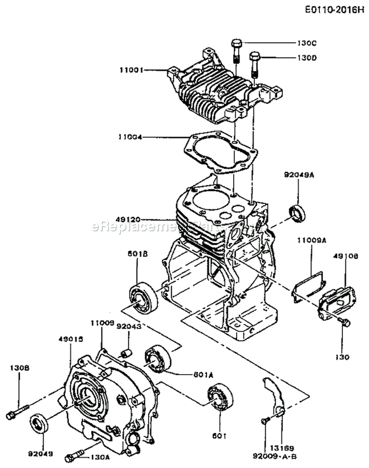 Page E Diagram and Parts List for FG200D CS01 Kawasaki Engine