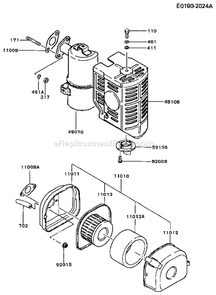 Page A Diagram and Parts List for FG200D GS00 Kawasaki Engine
