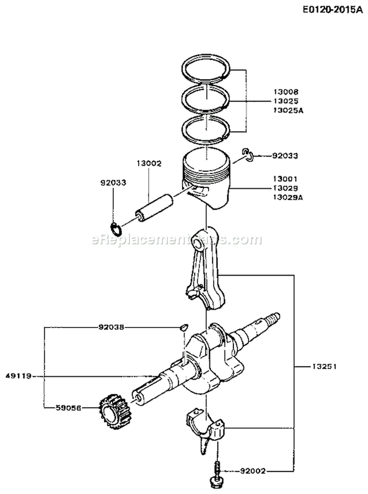 Page J Diagram and Parts List for FG200D GS00 Kawasaki Engine