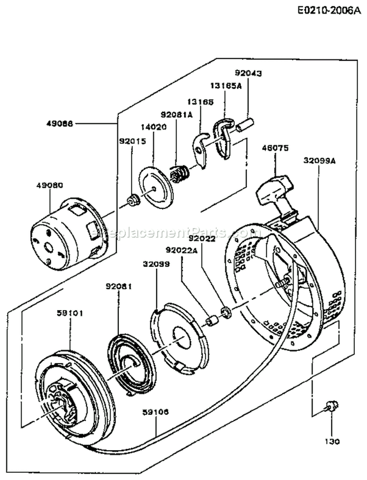 Page K Diagram and Parts List for FG200D GS00 Kawasaki Engine