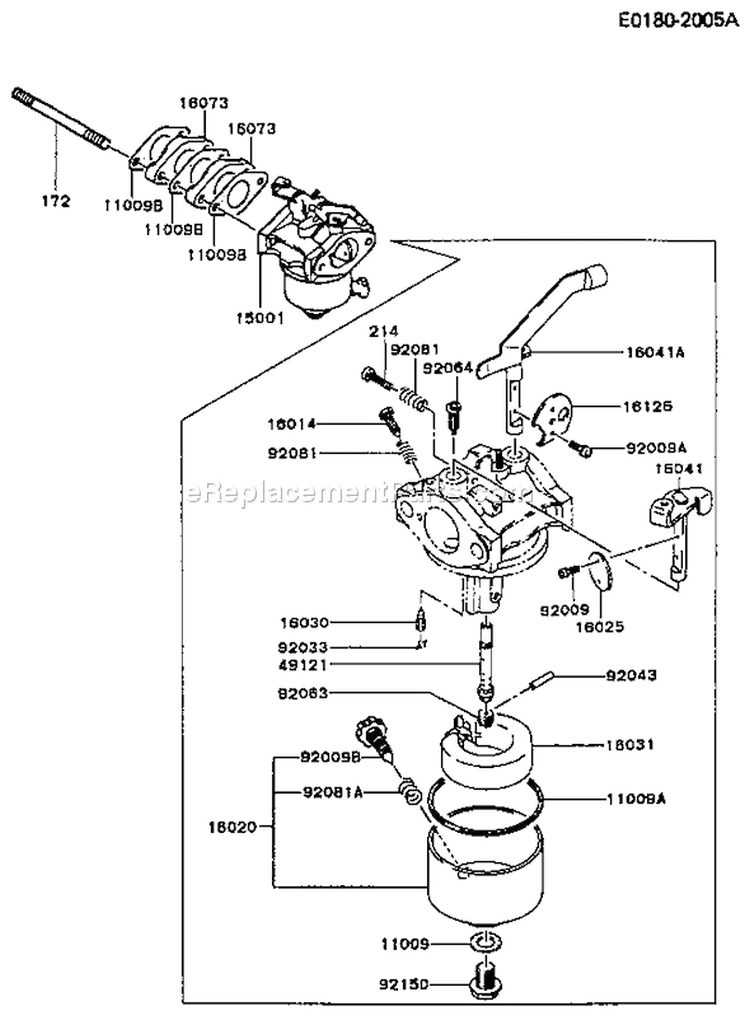 Page B Diagram and Parts List for FG200D GS00 Kawasaki Engine
