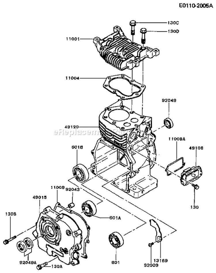 Page E Diagram and Parts List for FG200R AS01 Kawasaki Engine