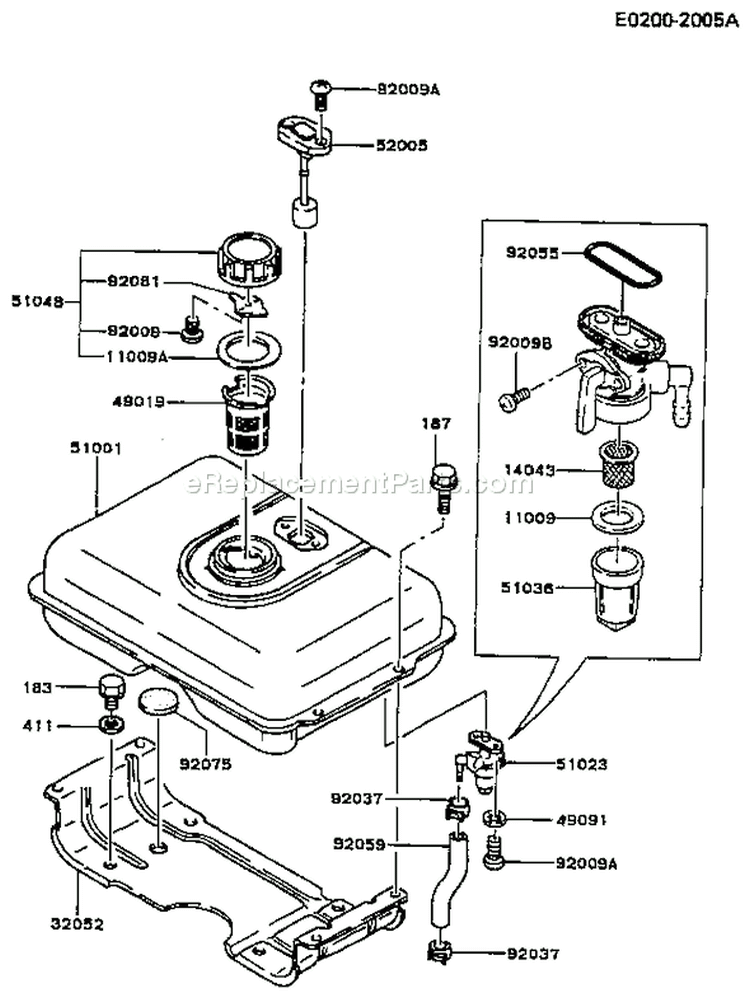 Page G Diagram and Parts List for FG200D GS00 Kawasaki Engine
