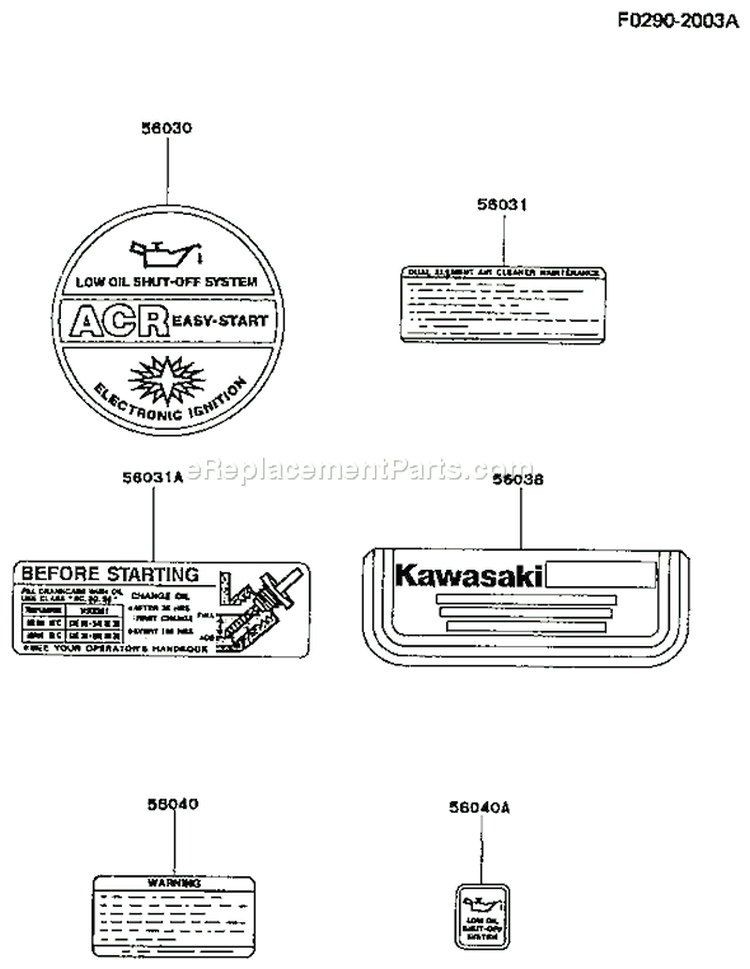 Page H Diagram and Parts List for FG150D DS00 Kawasaki Engine