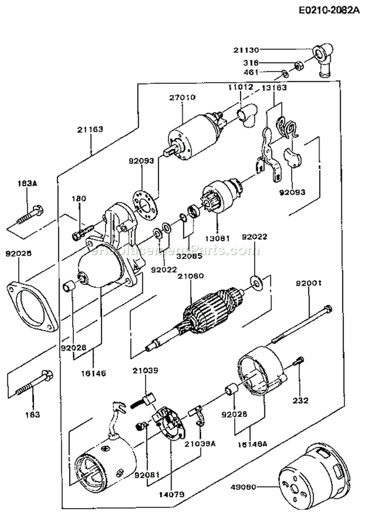 Page J Diagram and Parts List for FG270G AS01 Kawasaki Engine