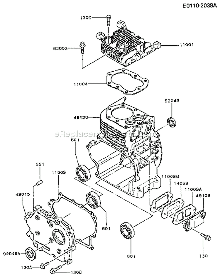 Page E Diagram and Parts List for FG270G AS01 Kawasaki Engine