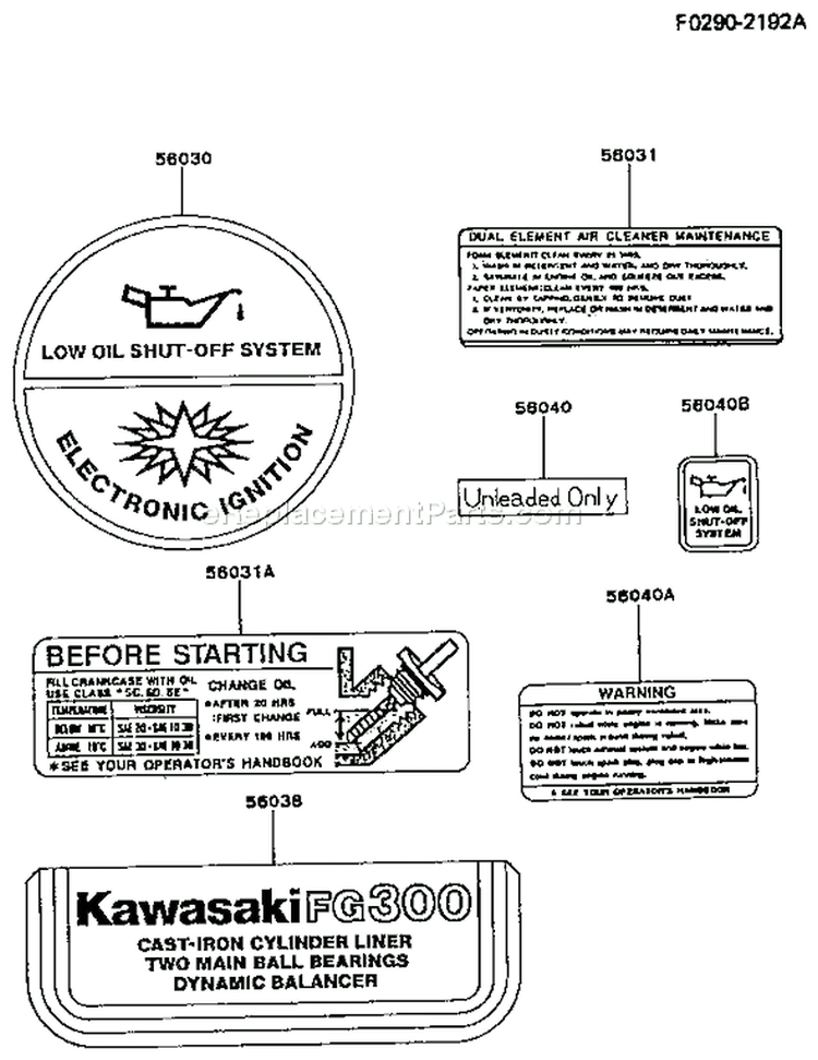 Page G Diagram and Parts List for FG300D AS15 Kawasaki Engine