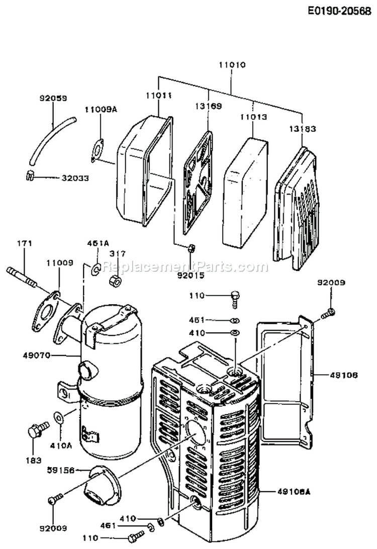 Page A Diagram and Parts List for FG300D BS13 Kawasaki Engine