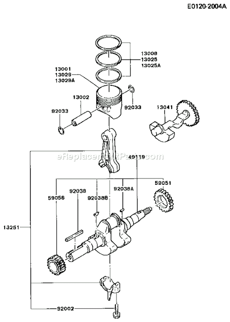 Page J Diagram and Parts List for FG300D BS13 Kawasaki Engine