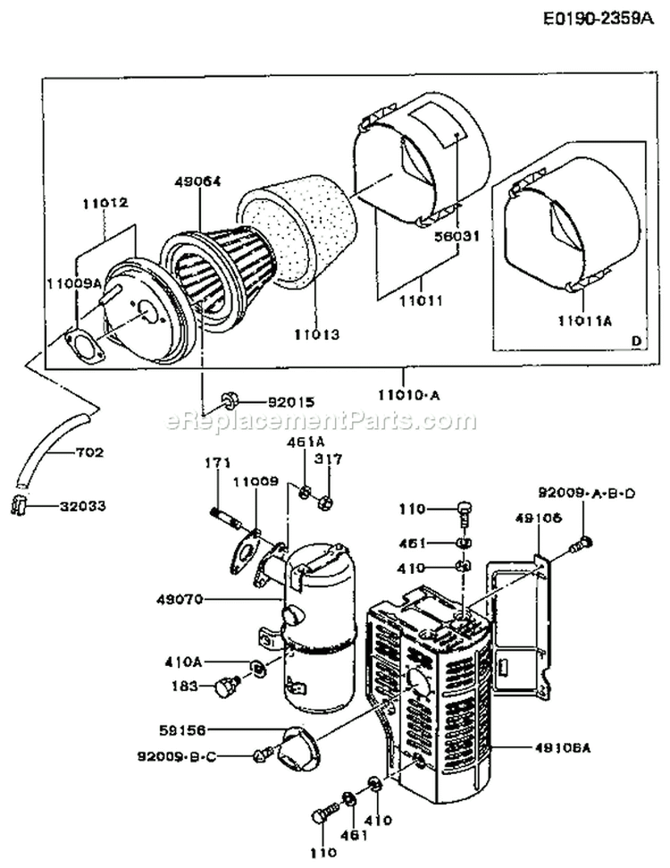 Page A Diagram and Parts List for FG300D CS11 Kawasaki Engine