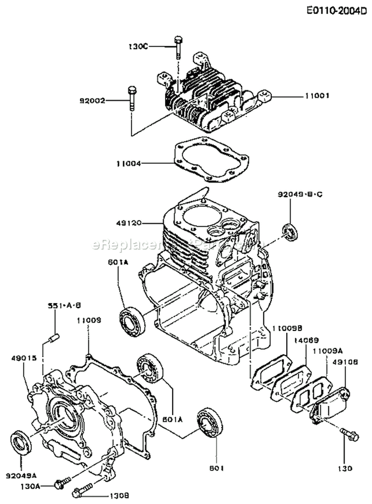 Page E Diagram and Parts List for FG300D CS11 Kawasaki Engine