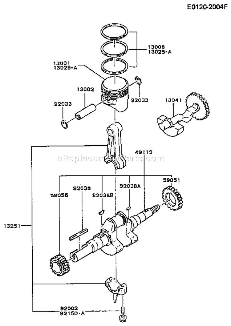 Page J Diagram and Parts List for FG300D CS12 Kawasaki Engine