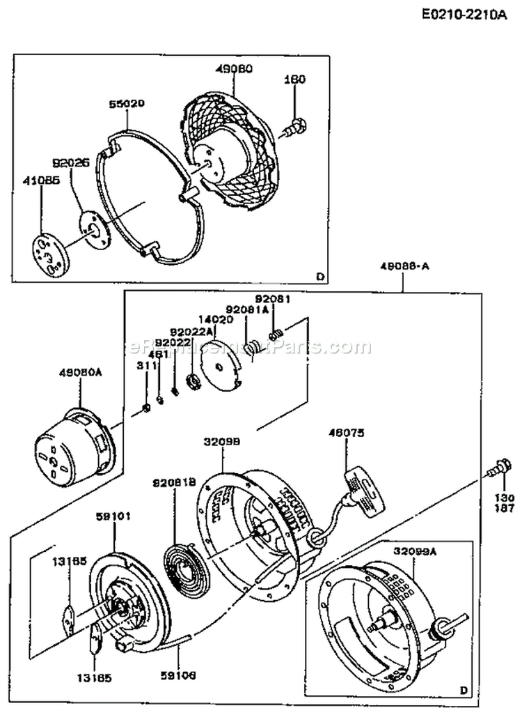 Page K Diagram and Parts List for FG300D CS12 Kawasaki Engine