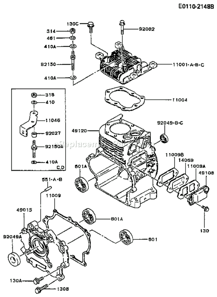 Page E Diagram and Parts List for FG300D CS12 Kawasaki Engine
