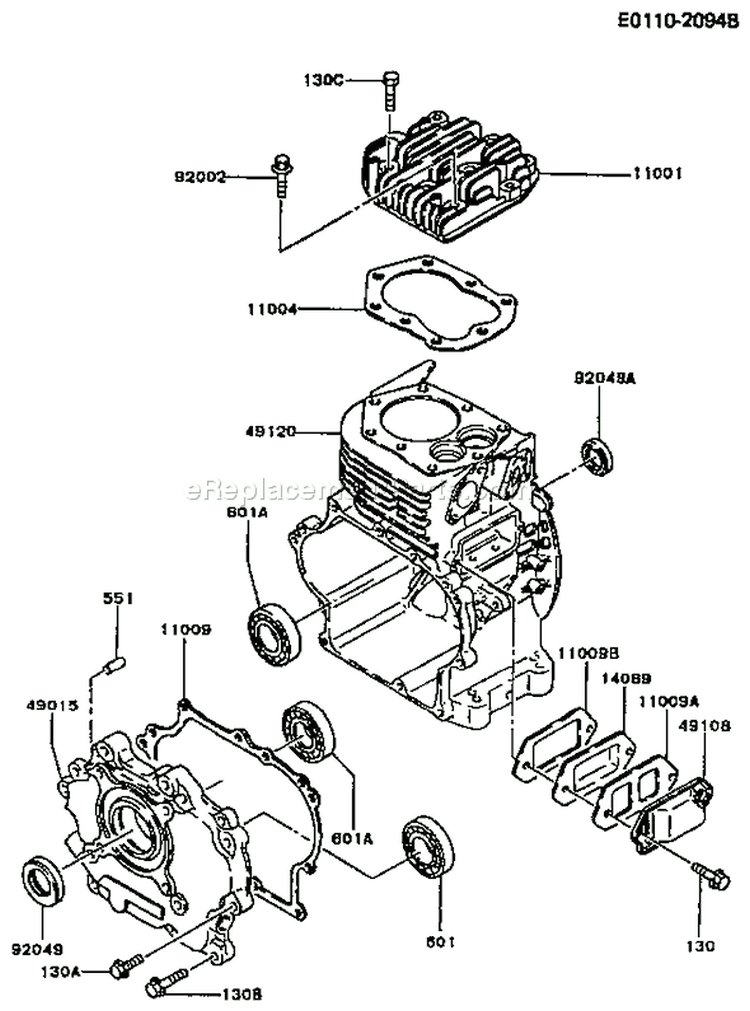 Page E Diagram and Parts List for FG300D EM81 Kawasaki Engine