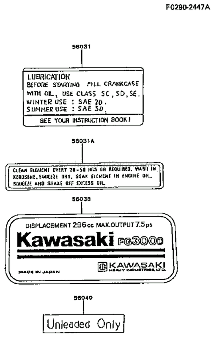 Page H Diagram and Parts List for FG300D EM81 Kawasaki Engine